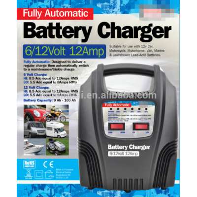 A1212LX 12amp portable battery charger 6v 12v DC 110/240V AC automatic lead acid car battery charger